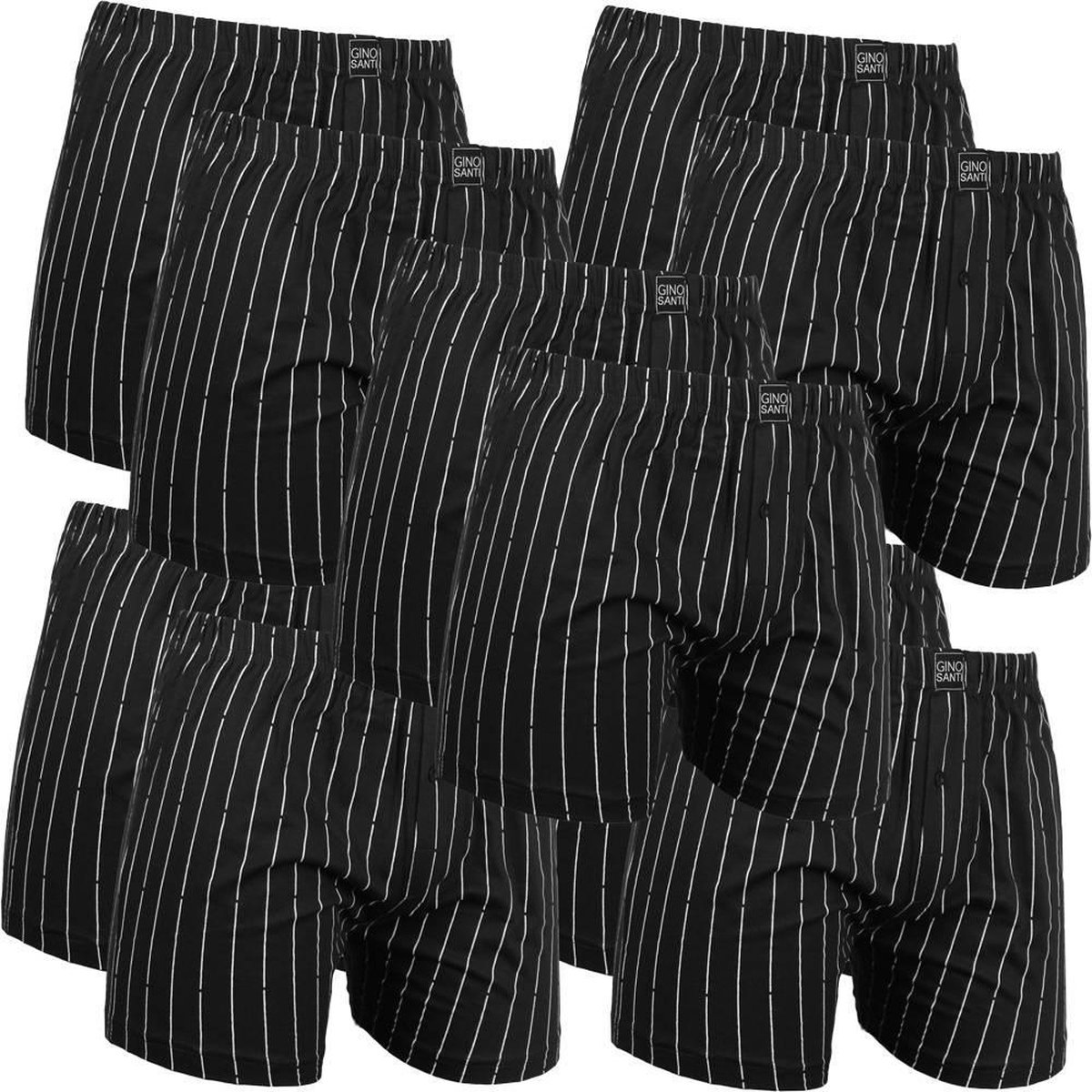 Gino Santi Klassieke boxer 8+2gratis pak Zwart Pin Stripes