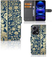 Portefeuille Livre Xiaomi Poco X5 Pro | Note 12 Pro 5G Coque Téléphone Fleurs beiges
