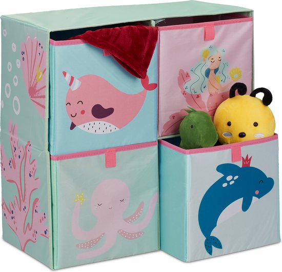 Armoire pour enfants Relaxdays avec paniers - armoire à jouets en tissu - armoire de rangement speelgoed avec poubelles