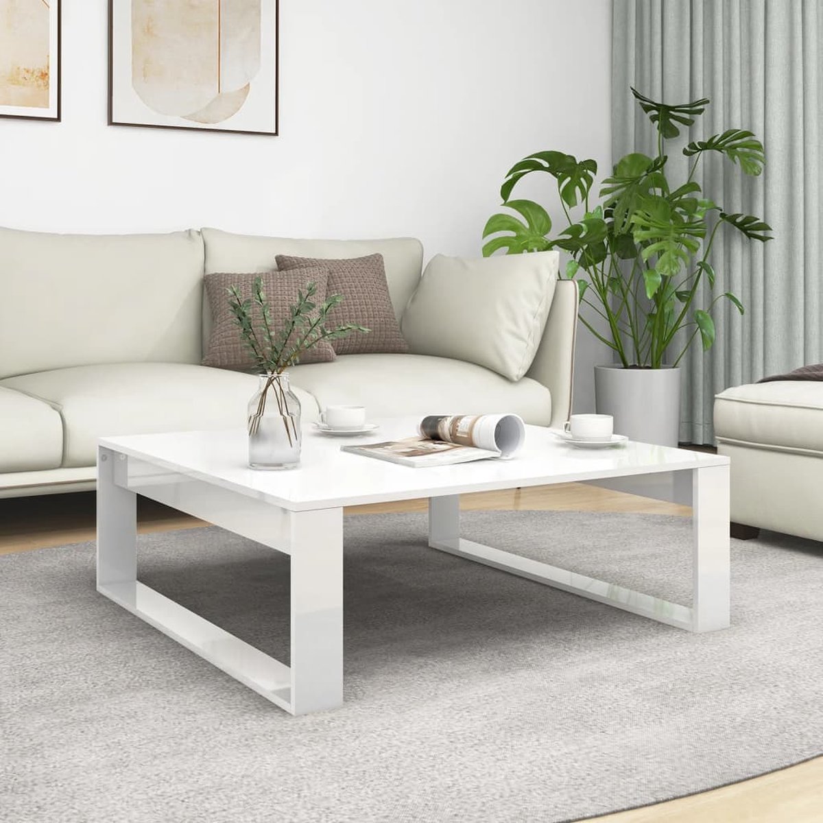 Furniture Limited - Salontafel 100x100x35 cm spaanplaat hoogglans wit |  bol.com