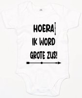 Baby Romper Hoera Grote Zus - 6-12 Maanden - Wit - Rompertjes baby met tekst