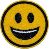 Emoji Smiley Lach Smile Happy Strijk Embleem Patch 6.2 cm / 6.2 cm / Zwart Wit Geel