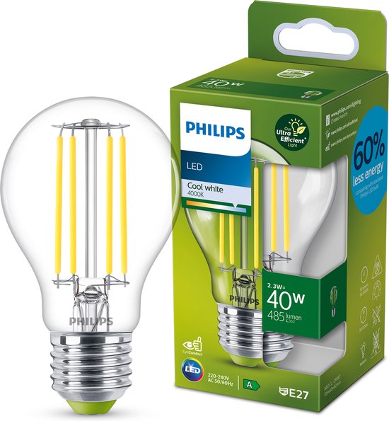 Lampe LED Philips Ultra Efficient Transparente - 75 W - E27 - Lumière blanc  froid | bol.com