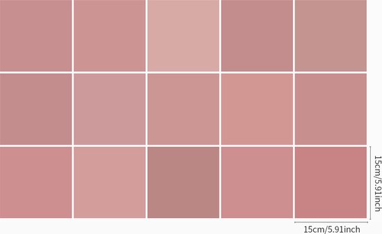 Ulticool Décoration Stickers carrelages - Rose Saumon Vieux Cuisine Pink - 15x15 cm - 15 pièces