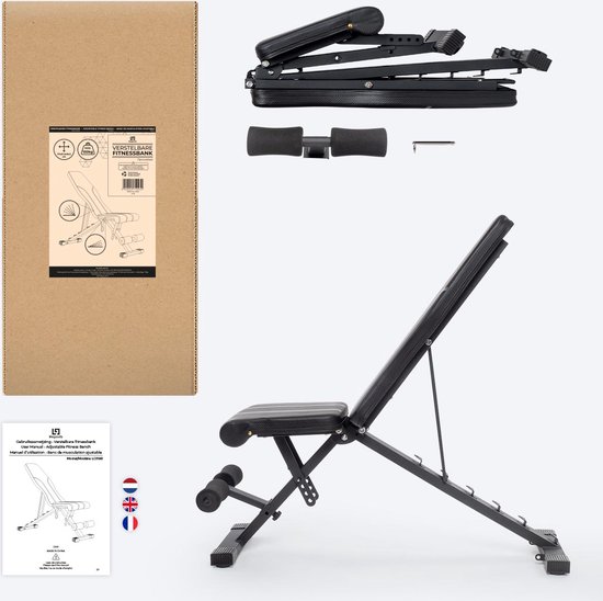 Banc de musculation LifeGoods Fitness - Banc de fitness - Ajustable - Pliable - Zwart/ Grijs