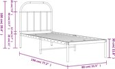 vidaXL-Bedframe-met-hoofdbord-metaal-zwart-75x190-cm