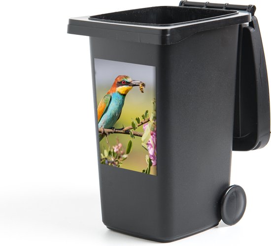 Foto: Container sticker vogel bijeneter bloemen 40x60 cm kliko sticker