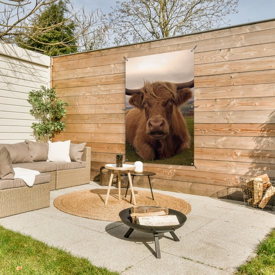 Affiche de jardin - Toile de jardin - Posters de jardin extérieures - Highlander écossais - Animaux - Berg - 80x120 cm - Jardin