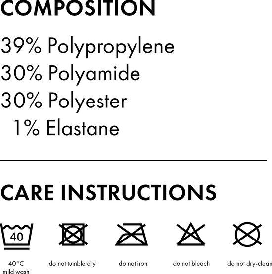 Samenstelling Falke sokken: polypropyleen, polyamide, polyester, elastane. Wasvoorschriften.