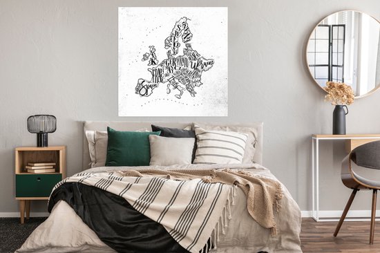 Poster Carte - Europe - Zwart - Wit - 100x100 cm XXL