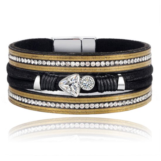 Bracelet Boho Multi-Couches - Triangle Zwart