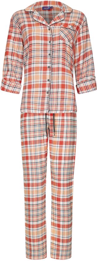 Rebelle - Dames Pyjama set Suzanne - Oranje - Flanel - Katoen - Maat 36