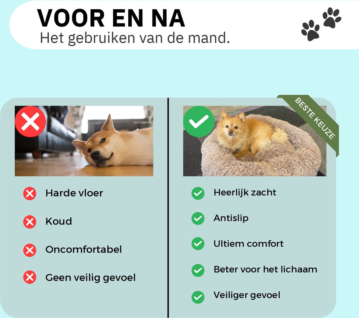 Donut Hondenmand - Kattenmand - Maat S - 50cm (ligvlak van 35cm) - Kaki - Fluffy en Wasbaar thumbnail 5
