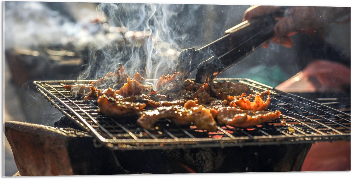 Acrylglas - Barbecue - Kool - Rook - Tang - Vlees - Bakken - Eten - Buiten - 100x50 cm Fot