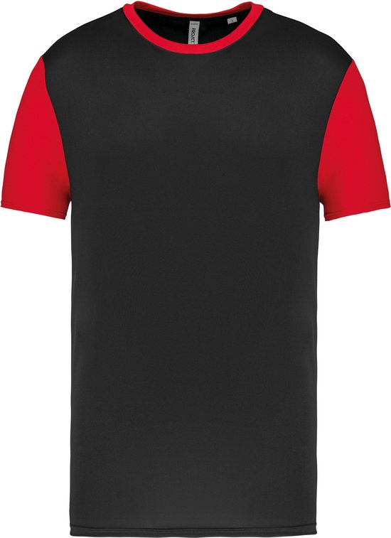Tweekleurig herenshirt jersey met korte mouwen 'Proact' Black/Red - M