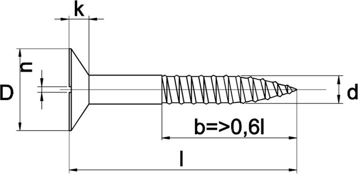 Houtschroef Pk 4x40mm DIN97 - Messing - 200 Stuks