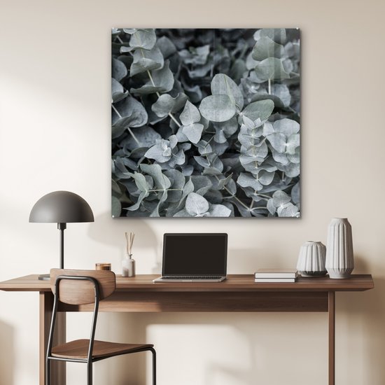 MuchoWow® Glasschilderij 90x90 cm - Schilderij acrylglas - Natuur - Planten - Eucalyptus - Bladeren - Foto op glas - Schilderijen