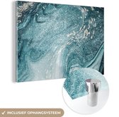 MuchoWow® Peinture sur verre 90x60 cm - Peinture sur verre acrylique - Pierres précieuses - Blauw - Nature - Marbre - Abstrait - Photo sur verre - Peintures