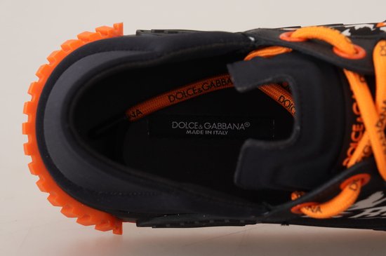 Zwart oranje stoffen veterschoenen NS1 schoenen
