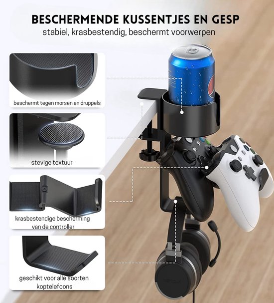 Intelectro Headset Houder 3 in 1 Gaming Organizer Controller