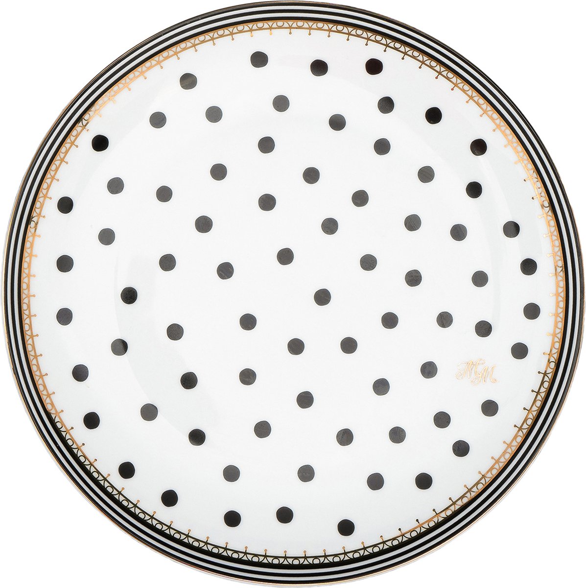 Melli Mello - Nora Dots - Dinerborden Set 6 stuks - Porselein - Polkadots - Gouden Rand