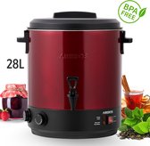 AREBOS Inmaakketel - 28 L - 1800 W - Timer en Thermostaat - Rood / Zwart