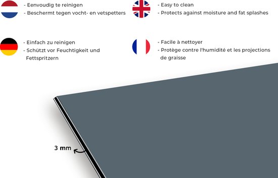 Spatscherm - Blauw - Effen - Achterwand keuken - Spatwand - Aluminium - 120x80 cm - Spatwand fornuis - Keuken accessoires