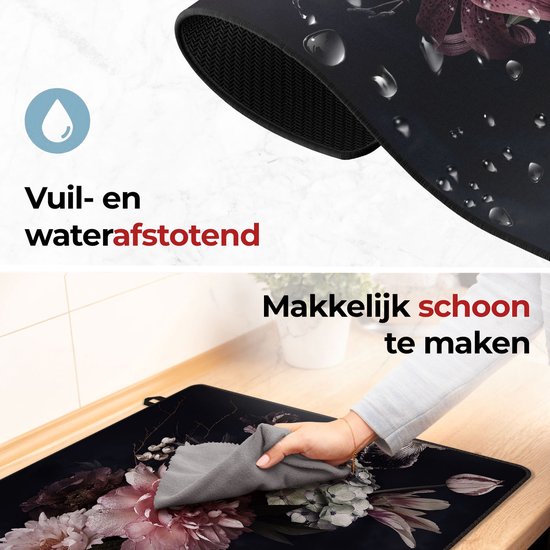 KitchyMist Inductie Beschermer 60x52 cm - Bloemen - Kookplaat Beschermer - Afdekplaat voor Kookplaat - Inductie Mat - Spatscherm Achterwand Keuken