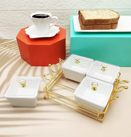 alouweekuky Snackschaal met houten dienbladen, 4 glazen