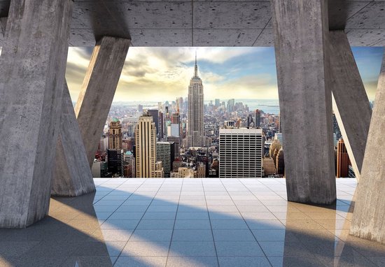 Foto: Fotobehang vlies behang new york stad en empire state building terraszicht 3d 312 x 219 cm