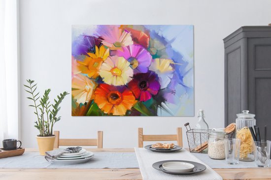 Tableau Peinture à l'Huile - Couleurs - Fleurs - 120x90 cm - Décoration murale