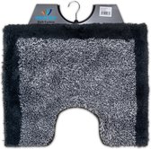 Wicotex - Toiletmat Grijs met Zwarte rand - Antislip onderkant - WC mat met uitsparing - Afmeting 50x60cm