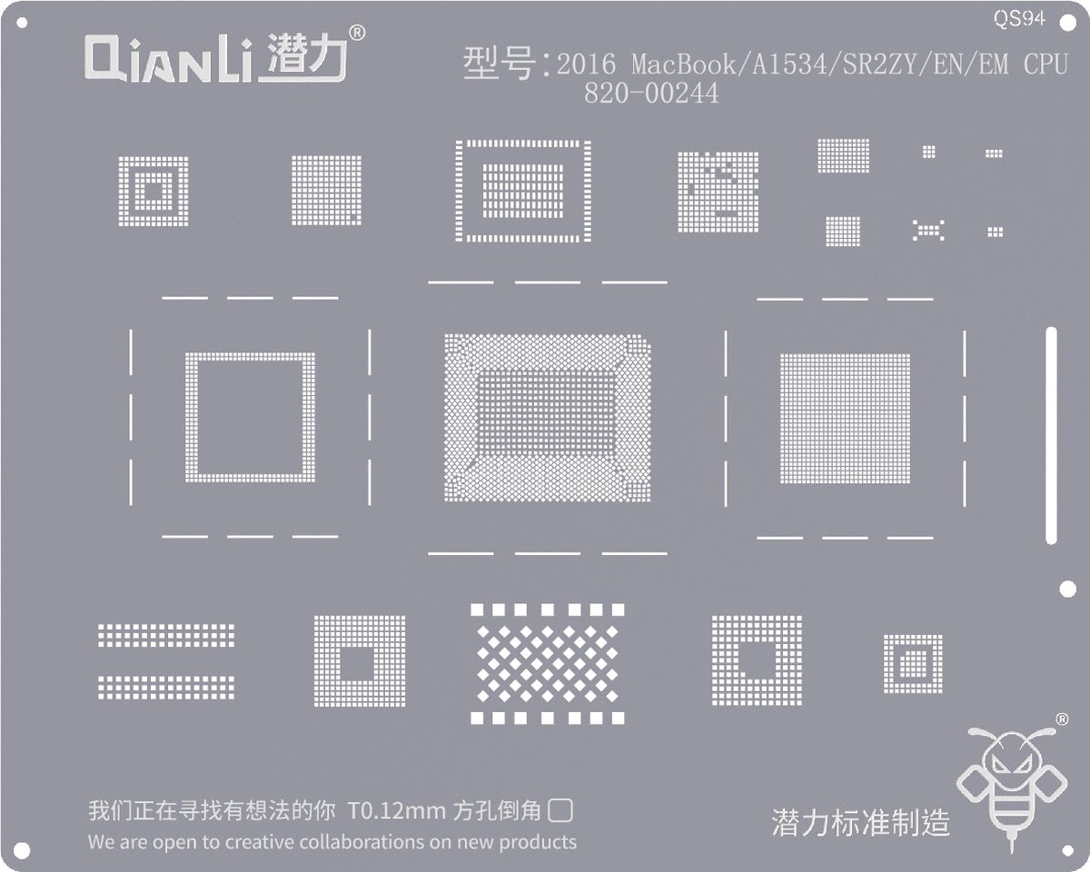 Qianli Bumblebee Stencil - Soldering en accessoires - MacBook A1534 - CPU 820-00244 - Reballing stencil
