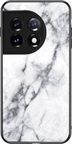 Coverup Marble Glass Back Cover - Geschikt voor OnePlus 11 5G Hoesje - Wit