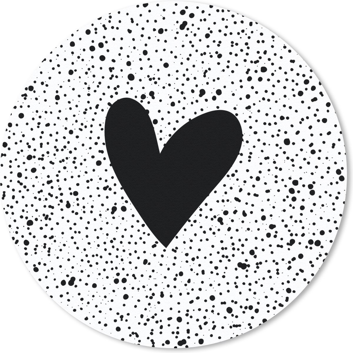 Muismat rond 40x40 cm - Mousepad Hartje - Design - Wit - Ronde muismatten