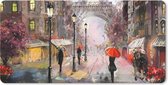 Bureauonderlegger - Schilderij - Parijs - Eiffeltoren - Paraplu - Olieverf - 60x30 - Muismat