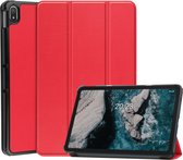 Tri-Fold Book Case met Wake/Sleep - Geschikt voor Nokia T20 Hoesje - Rood