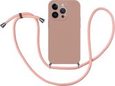 Cazy Soft TPU Telefoonhoesje met Koord - geschikt voor iPhone 14 Pro - iPhone 14 Pro Hoesje met Koord - Roze