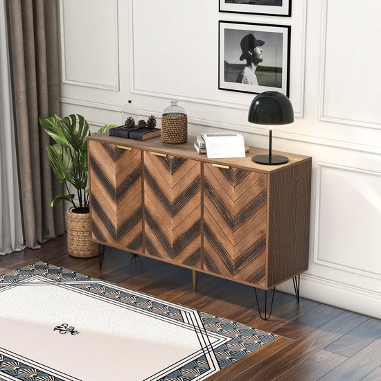 Dressoir met drie deuren, Industrieel - Hout/metaal - Bruin/zwart - 120x38x76,5cm