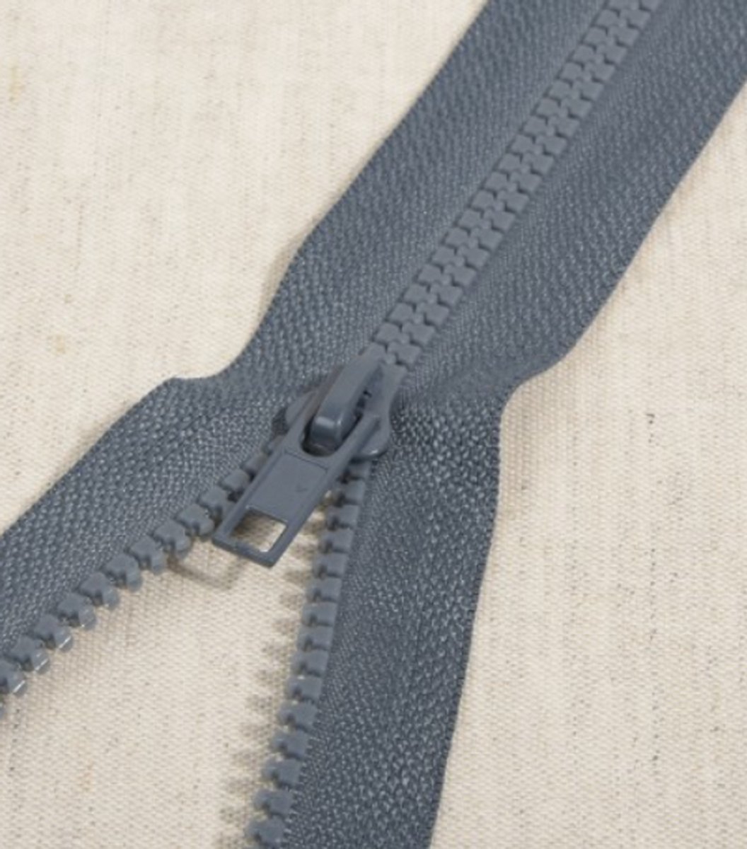 Deelbare rits 35cm antraciet grijs - polyester stevige rits met bloktandjes