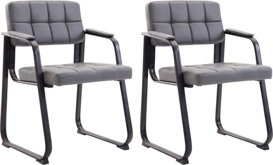 CLP Canada B Set de 2 chaises de salle à manger - avec accoudoir - Structure Zwart - Similicuir - gris