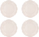 HAES DECO - Ontbijtborden set van 4 - Formaat Ø 21x1 cm - kleuren Wit - Bedrukt Aardewerk - Collectie: Queen of Birds - Servies, kleine borden