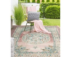 the carpet Palma – Indoor & Outdoor Vloerkleed – Weerbestendig & Onderhoudsvriendelijk – Oosters Patroon – Roze – 80 x 150 cm
