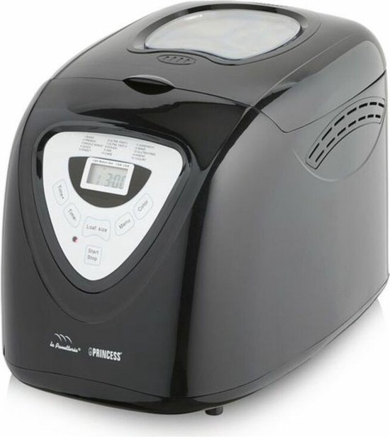 Princess Broodbakmachine 152009 - Timer - Digitaal scherm - 15 bakprogramma’s - Glutenvrij Programma - 900 Gr - 600 Watt - Zwart/Zilver
