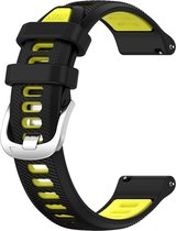 Siliconen bandje - geschikt voor Huawei Watch GT / GT Runner / GT2 46 mm / GT 2E / GT 3 46 mm / GT 3 Pro 46 mm / GT 4 46 mm / Watch 3 / Watch 3 Pro / Watch 4 / Watch 4 Pro - zwart-geel