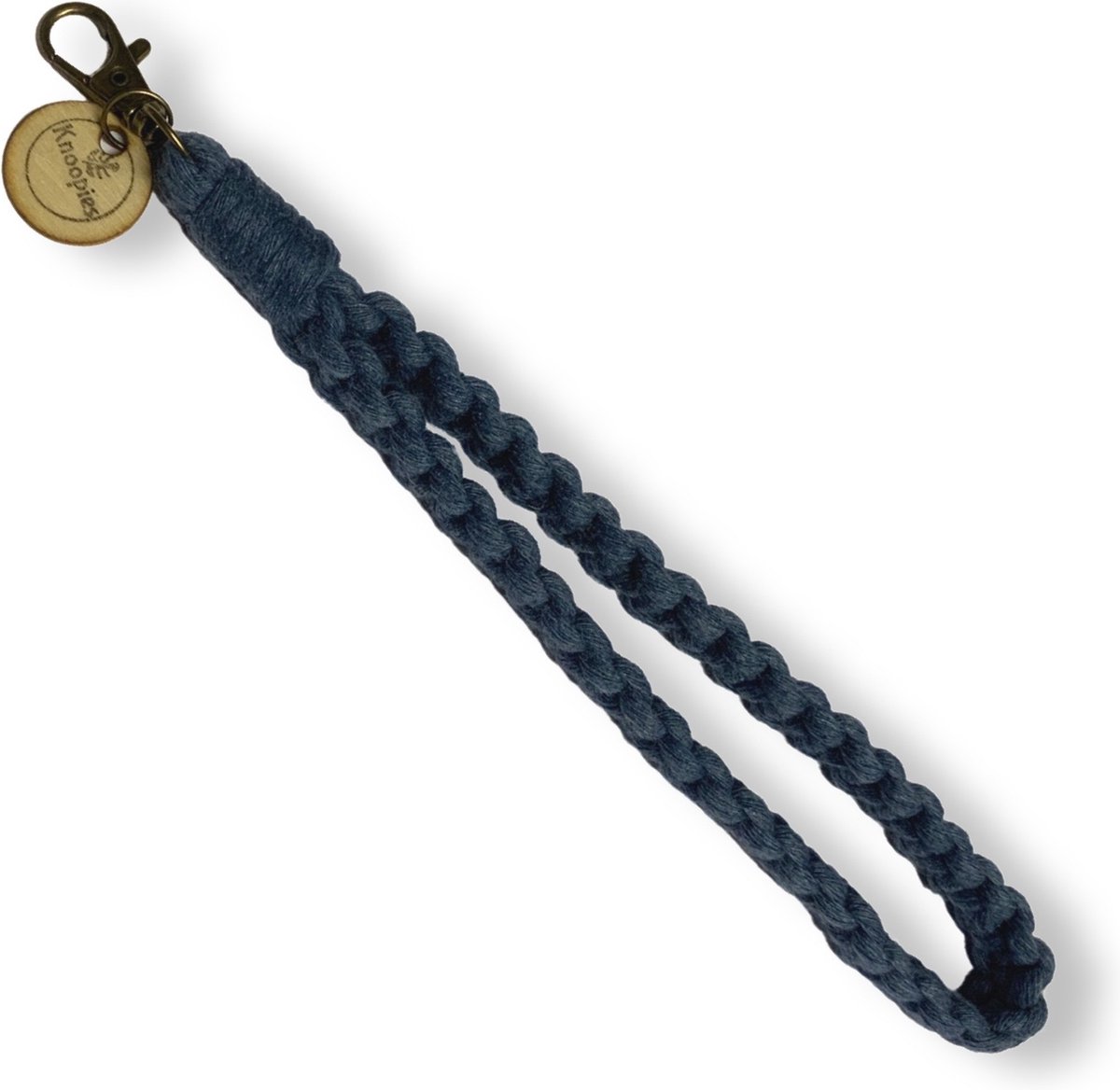 Macramé Pols Keycord - Squared - Petrol Blauw - Katoenkoord - Prijs per Stuk - Inclusief Verzendkosten