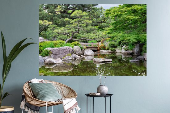 Muurstickers - Sticker Folie - Japans - Natuur - Water - Stenen - Bomen - 120x80 cm - Plakfolie - Muurstickers Kinderkamer - Zelfklevend Behang - Zelfklevend behangpapier - Stickerfolie