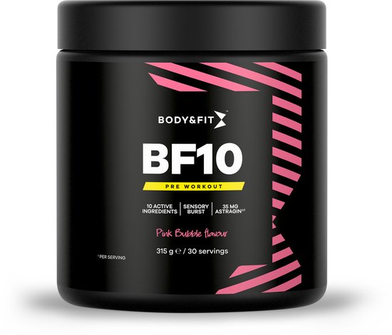 Body & Fit BF10 Pre Workout - Pink Bubble - Pre-Workout met Cafeïne - AstraGin® - 30 servings (315 gram)