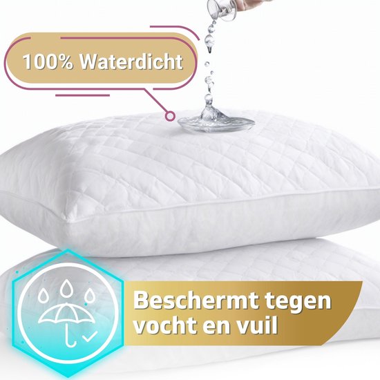 Tavas Paris Kussenbeschermer Waterdicht 2 stuks Grijs Kussenbeschermers 50 x 70 cm 100% Katoen molton kussensloop Kussen Beschermer Kussenbeschermers Met rits Waterproof kussen molton Kussenslopen