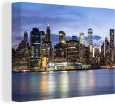 Canvas Schilderij New York - Skyline - Water - 120x90 cm - Wanddecoratie